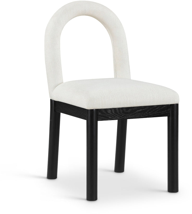 Conrad Linen Textured Fabric Upholstered Dining Chair in Cream - 11005Cream-C