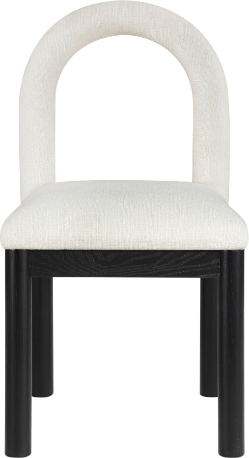 Conrad Linen Textured Fabric Upholstered Dining Chair in Cream - 11005Cream-C