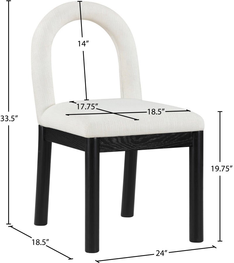 Conrad Linen Textured Fabric Upholstered Dining Chair in Cream - 11005Cream-C