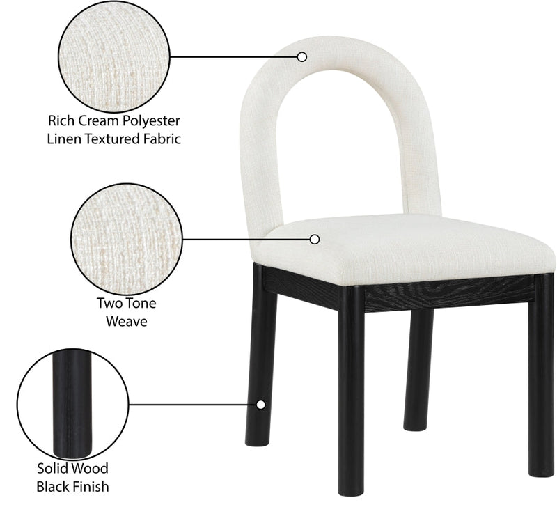 Conrad Linen Textured Fabric Upholstered Dining Chair in Cream - 11005Cream-C