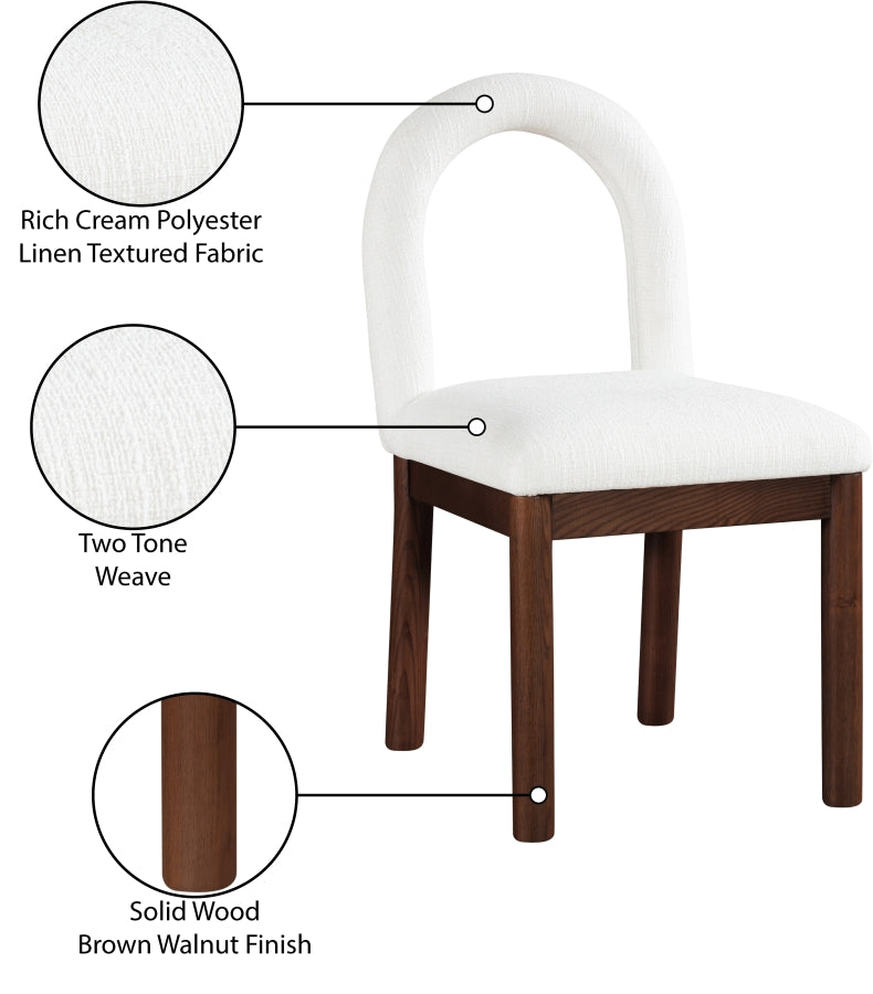 Conrad Linen Textured Fabric Upholstered Dining Chair in Cream - 11006Cream-C