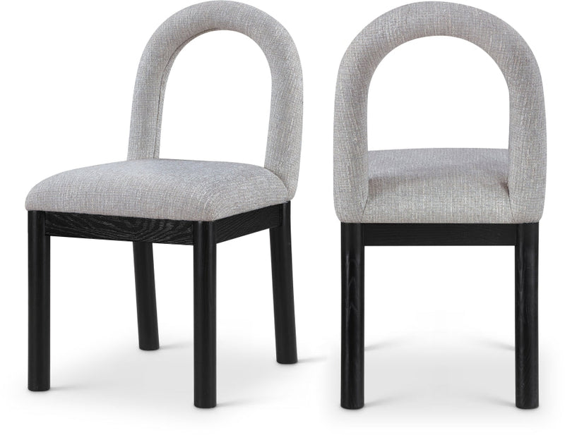 Conrad Linen Textured Fabric Upholstered Dining Chair in Grey - 11005Grey-C