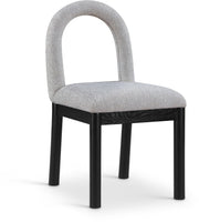 Conrad Linen Textured Fabric Upholstered Dining Chair in Grey - 11005Grey-C