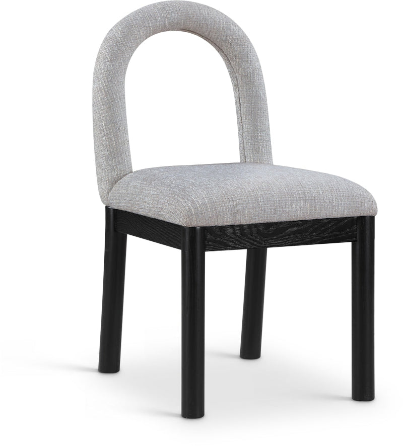 Conrad Linen Textured Fabric Upholstered Dining Chair in Grey - 11005Grey-C