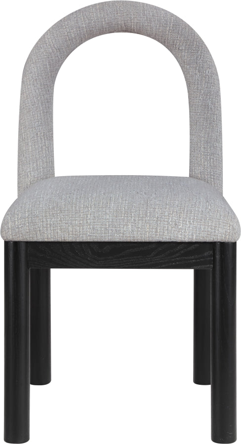 Conrad Linen Textured Fabric Upholstered Dining Chair in Grey - 11005Grey-C