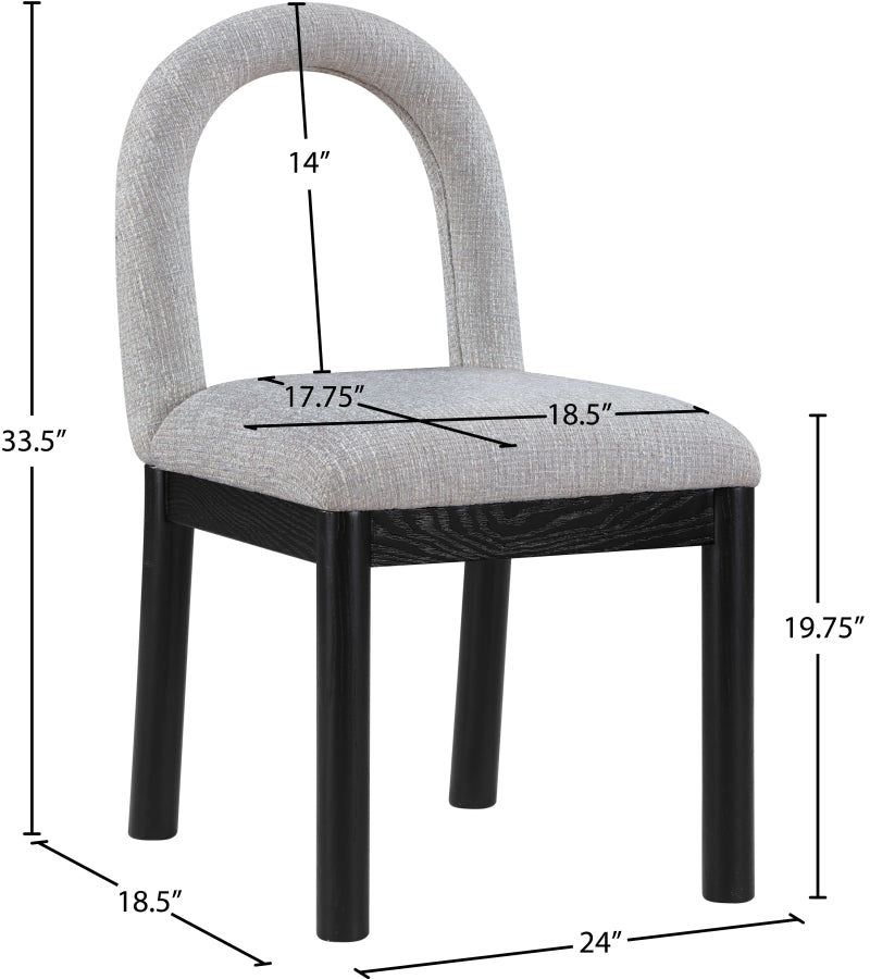 Conrad Linen Textured Fabric Upholstered Dining Chair in Grey - 11005Grey-C