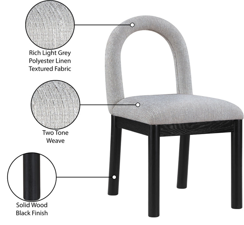 Conrad Linen Textured Fabric Upholstered Dining Chair in Grey - 11005Grey-C