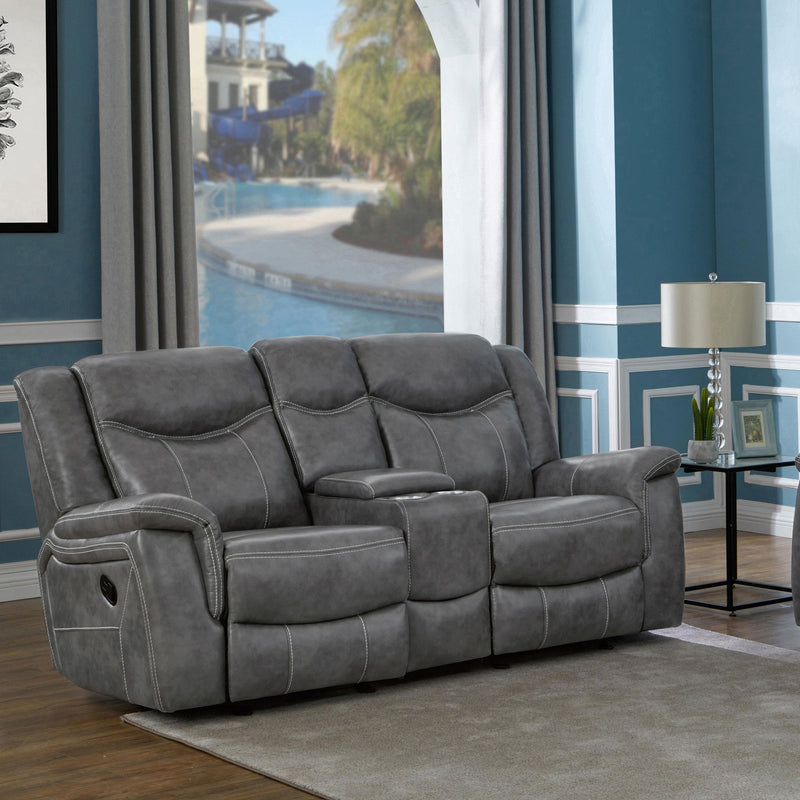 Conrad Upholstered Padded Arm Glider Loveseat Grey - 650355