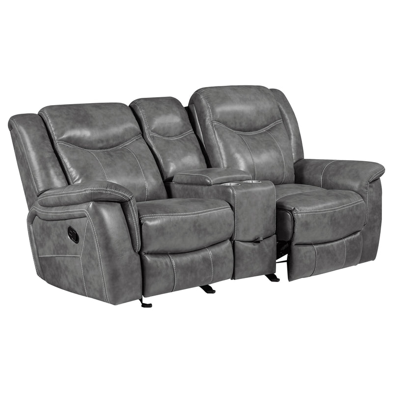 Conrad Upholstered Padded Arm Glider Loveseat Grey - 650355