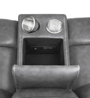 Conrad Upholstered Padded Arm Glider Loveseat Grey - 650355