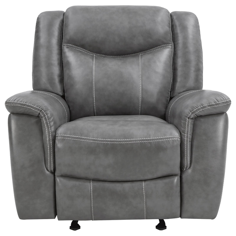 Conrad Upholstered Padded Arm Glider Recliner Grey - 650356