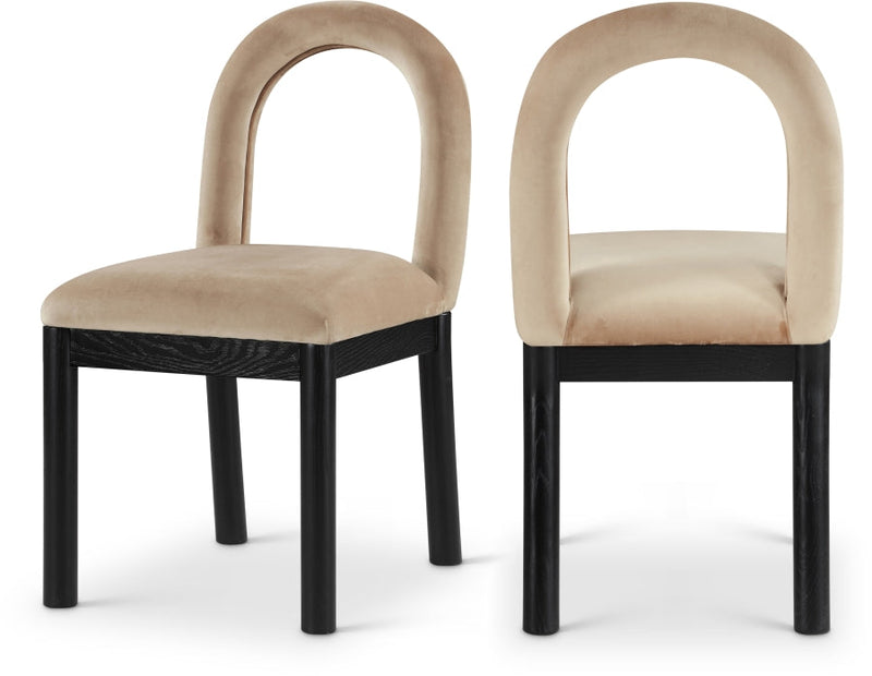 Conrad Velvet Upholstered Dining Chair in Beige - 11008Beige-C