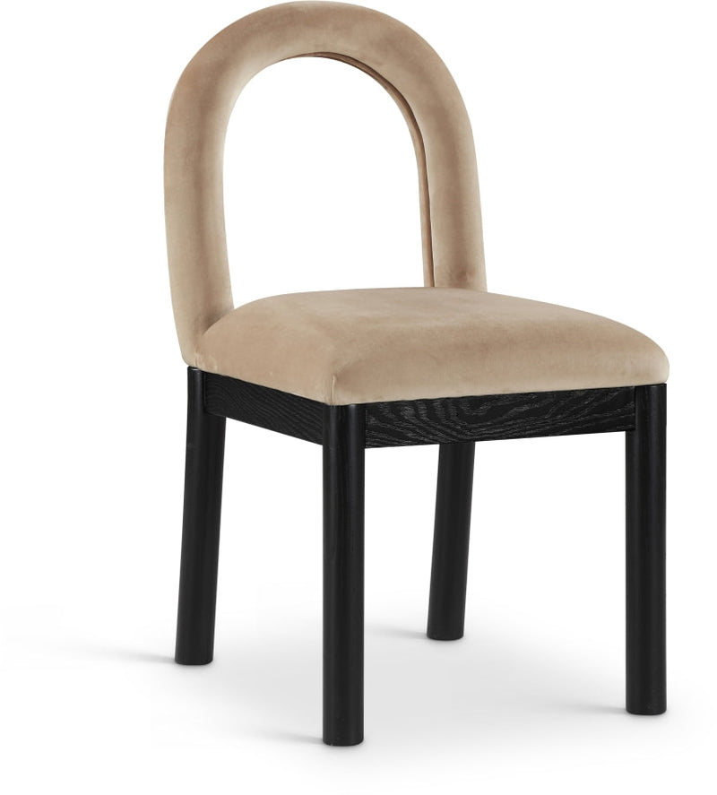 Conrad Velvet Upholstered Dining Chair in Beige - 11008Beige-C