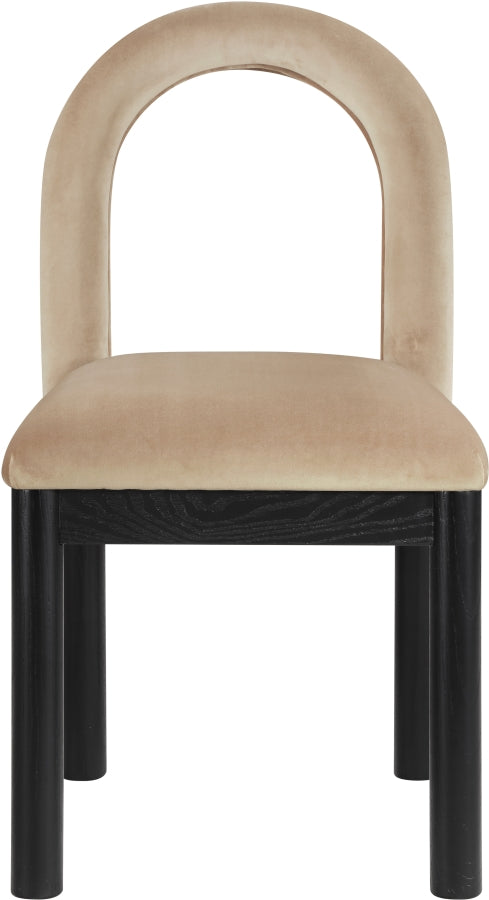 Conrad Velvet Upholstered Dining Chair in Beige - 11008Beige-C