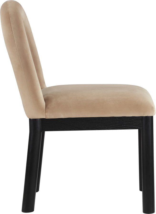 Conrad Velvet Upholstered Dining Chair in Beige - 11008Beige-C