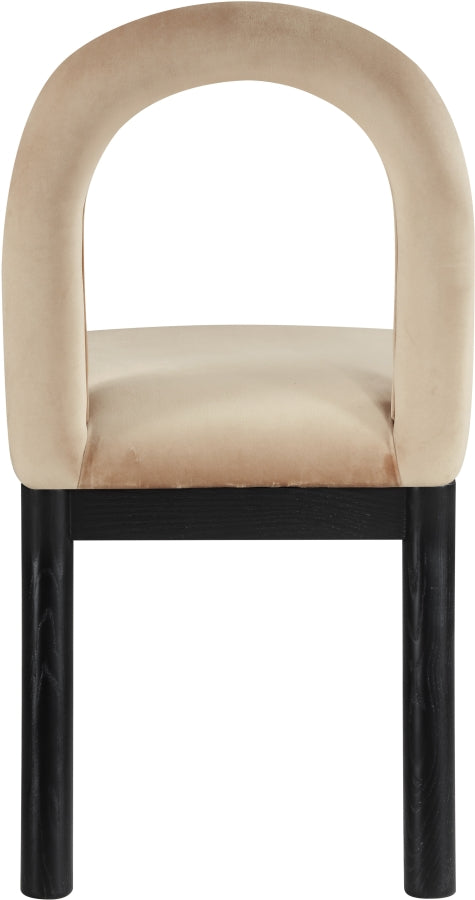 Conrad Velvet Upholstered Dining Chair in Beige - 11008Beige-C