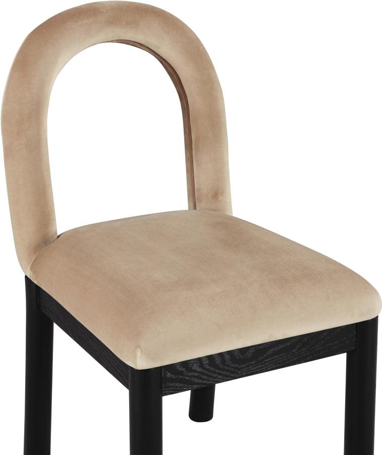 Conrad Velvet Upholstered Dining Chair in Beige - 11008Beige-C