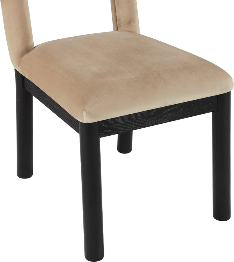 Conrad Velvet Upholstered Dining Chair in Beige - 11008Beige-C