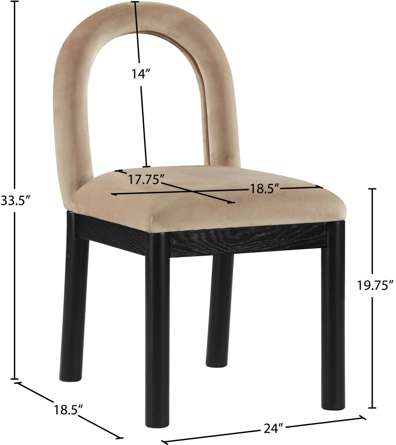 Conrad Velvet Upholstered Dining Chair in Beige - 11008Beige-C