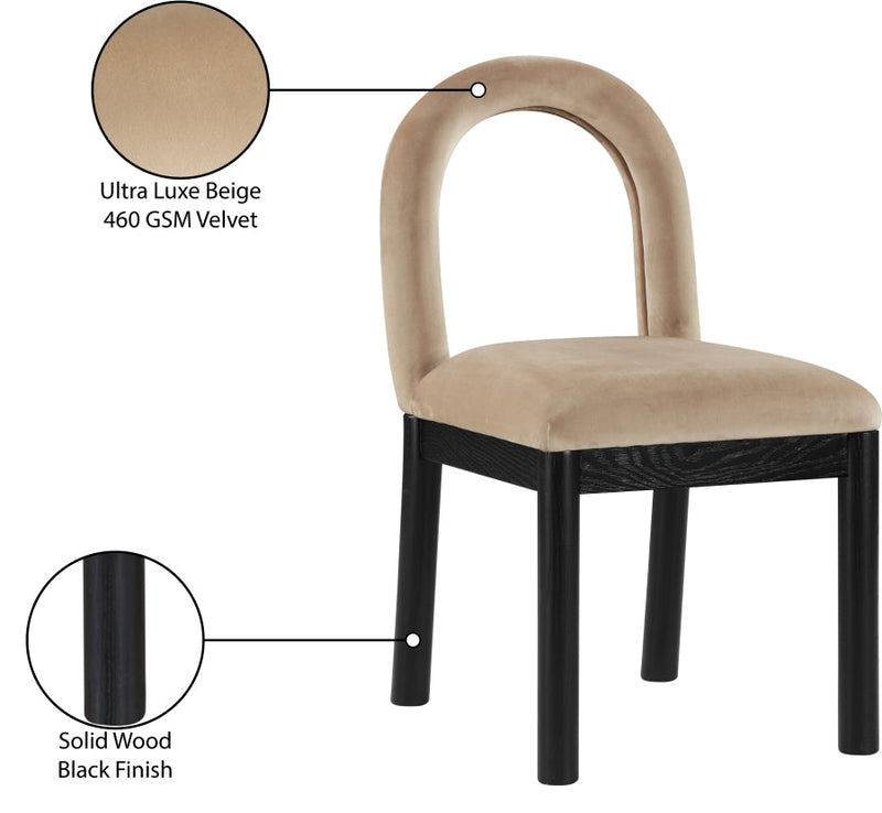 Conrad Velvet Upholstered Dining Chair in Beige - 11008Beige-C