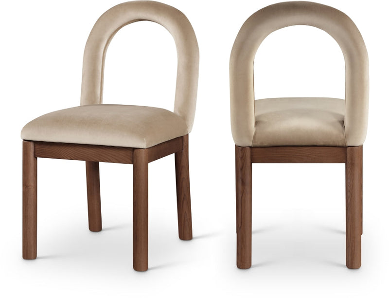Conrad Velvet Upholstered Dining Chair in Beige - 11009Beige-C