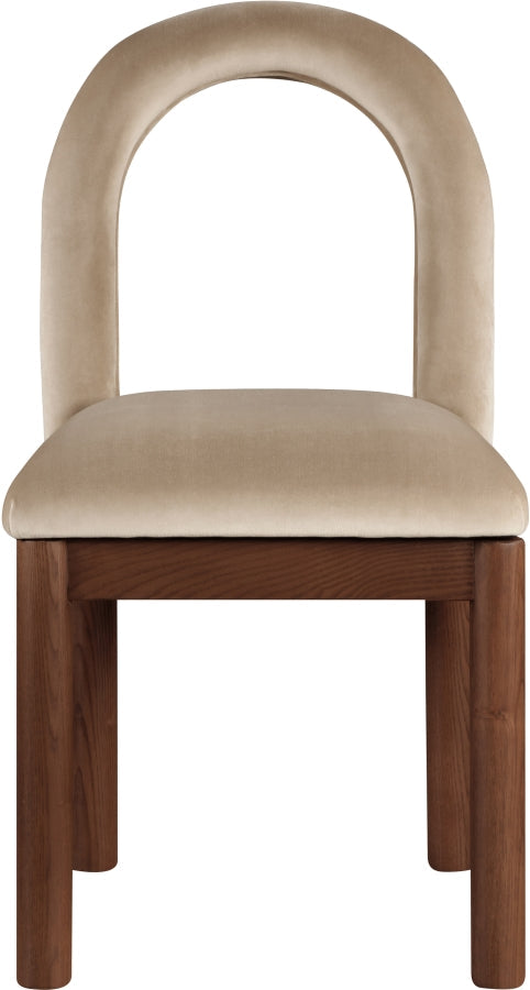 Conrad Velvet Upholstered Dining Chair in Beige - 11009Beige-C