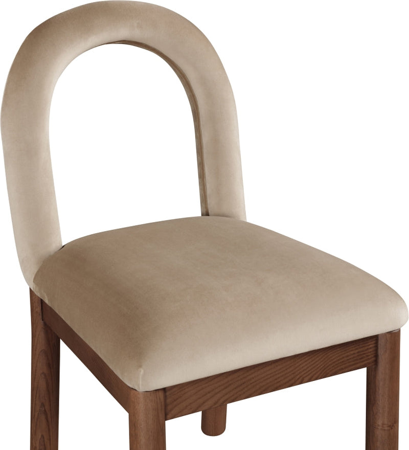 Conrad Velvet Upholstered Dining Chair in Beige - 11009Beige-C