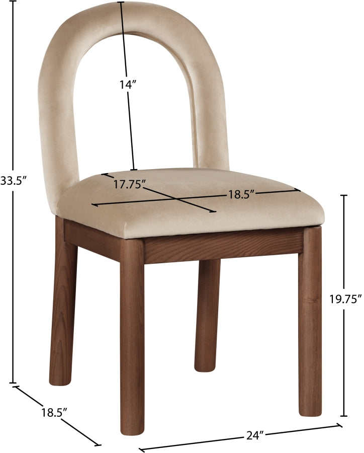 Conrad Velvet Upholstered Dining Chair in Beige - 11009Beige-C