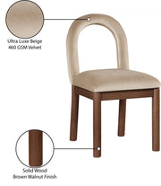 Conrad Velvet Upholstered Dining Chair in Beige - 11009Beige-C