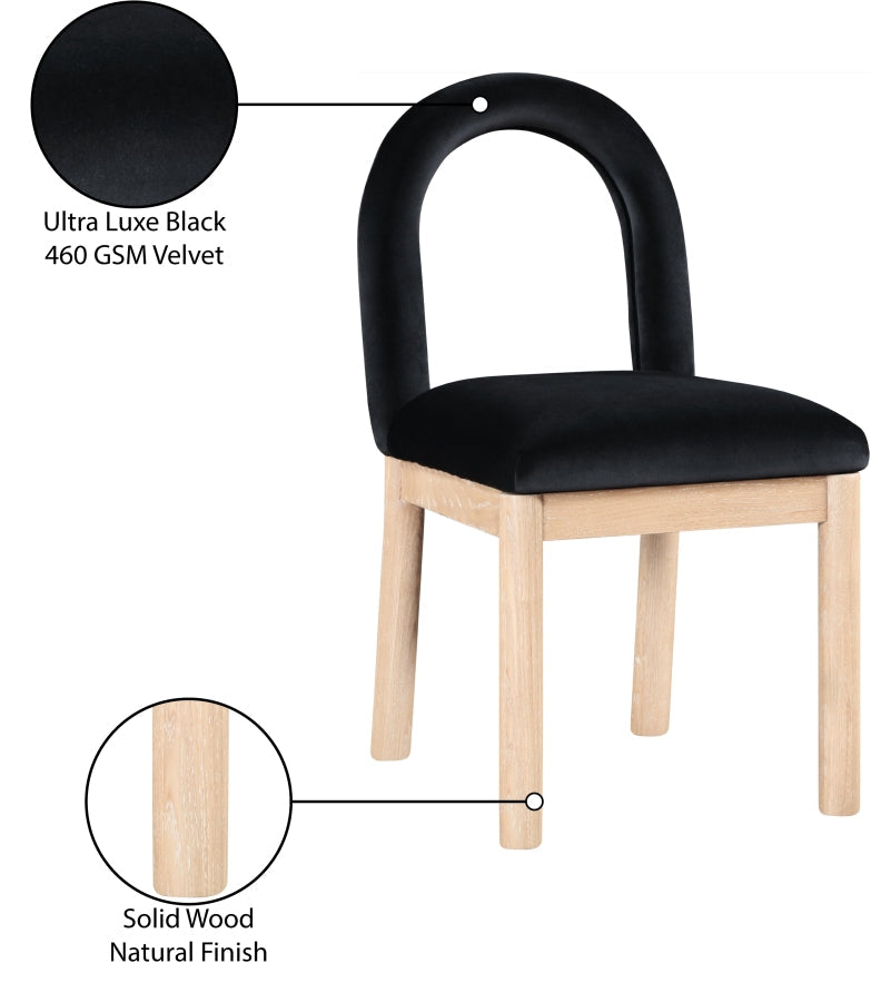 Conrad Velvet Upholstered Dining Chair in Black - 11007Black-C
