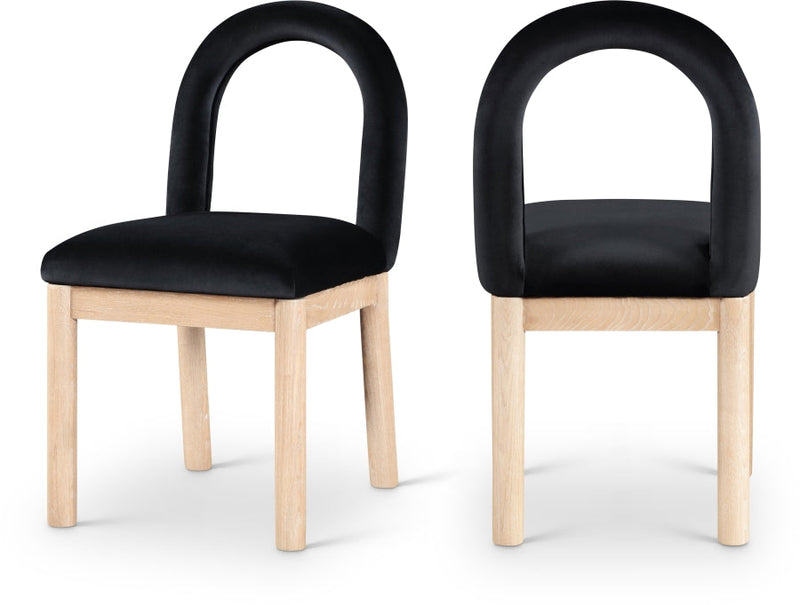 Conrad Velvet Upholstered Dining Chair in Black - 11007Black-C
