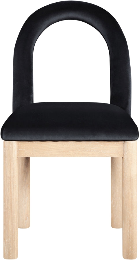 Conrad Velvet Upholstered Dining Chair in Black - 11007Black-C