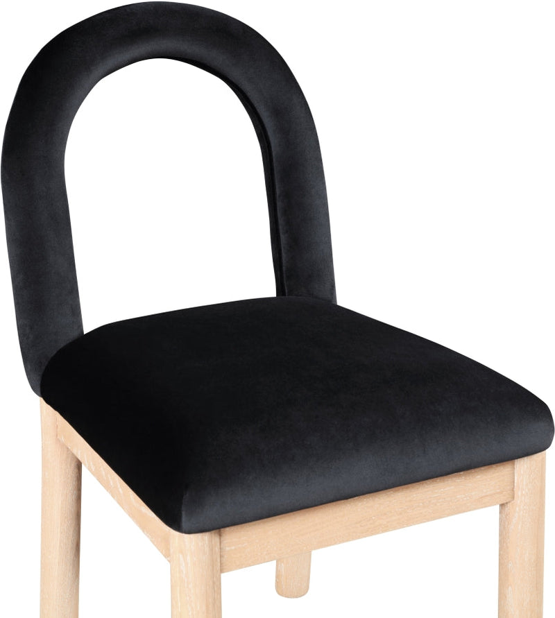 Conrad Velvet Upholstered Dining Chair in Black - 11007Black-C