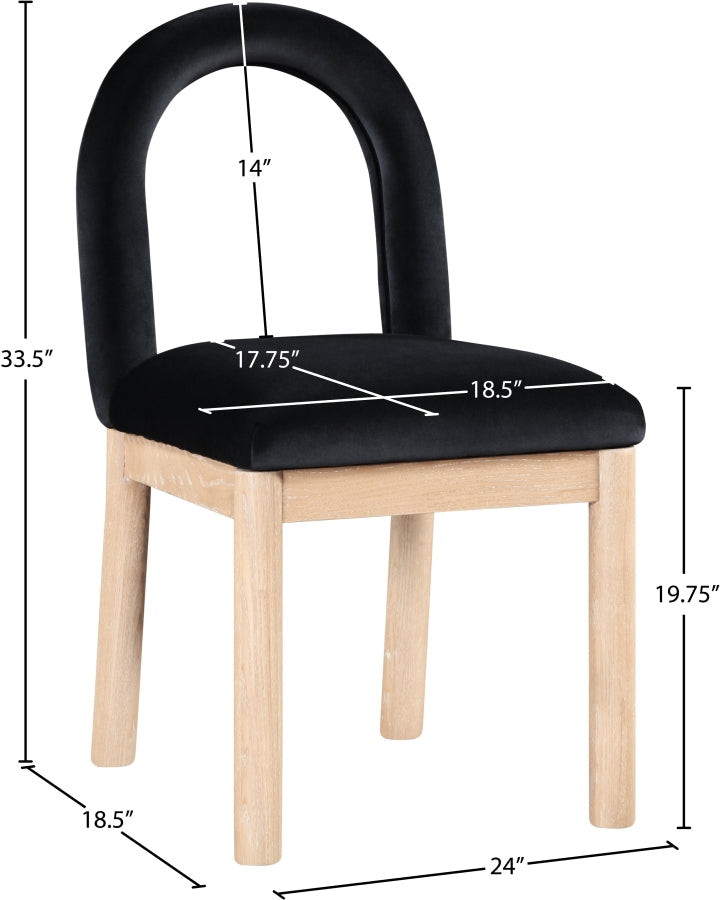 Conrad Velvet Upholstered Dining Chair in Black - 11007Black-C