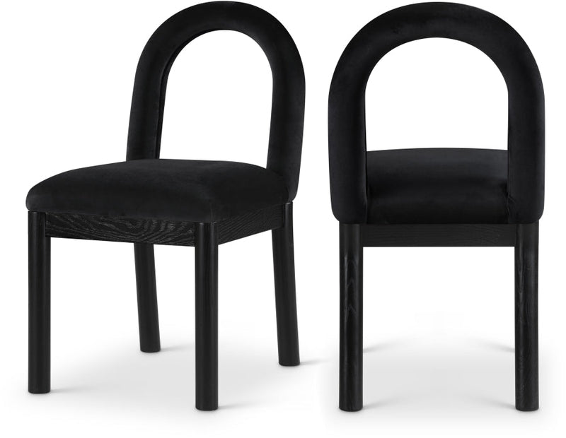 Conrad Velvet Upholstered Dining Chair in Black - 11008Black-C