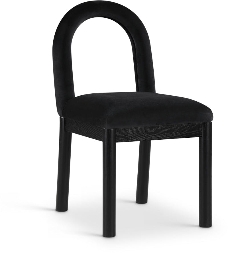 Conrad Velvet Upholstered Dining Chair in Black - 11008Black-C