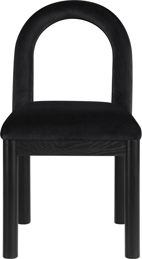 Conrad Velvet Upholstered Dining Chair in Black - 11008Black-C