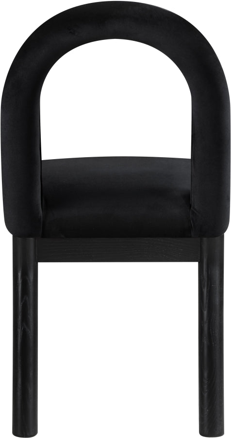 Conrad Velvet Upholstered Dining Chair in Black - 11008Black-C