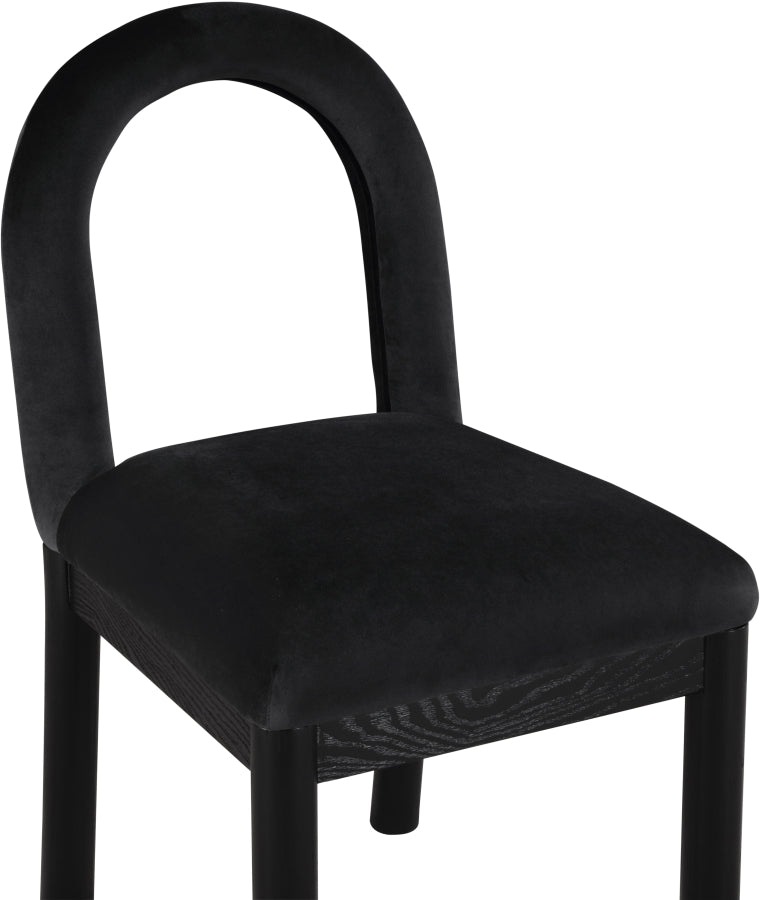 Conrad Velvet Upholstered Dining Chair in Black - 11008Black-C