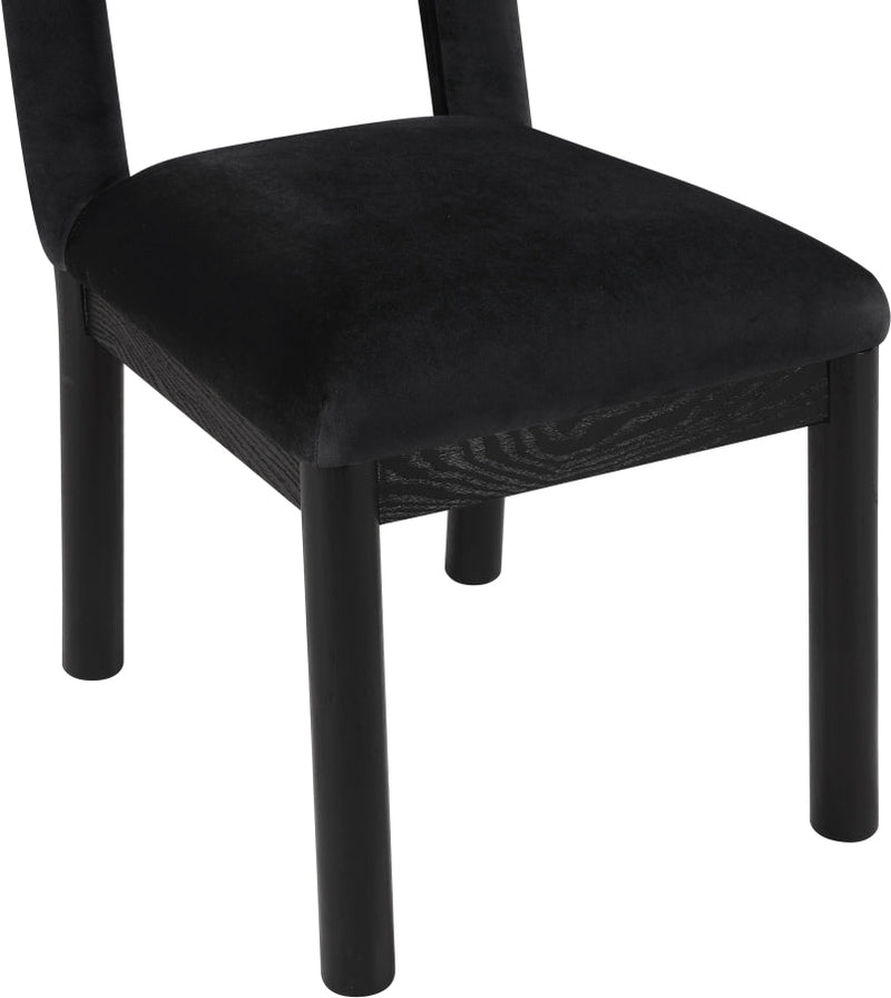 Conrad Velvet Upholstered Dining Chair in Black - 11008Black-C