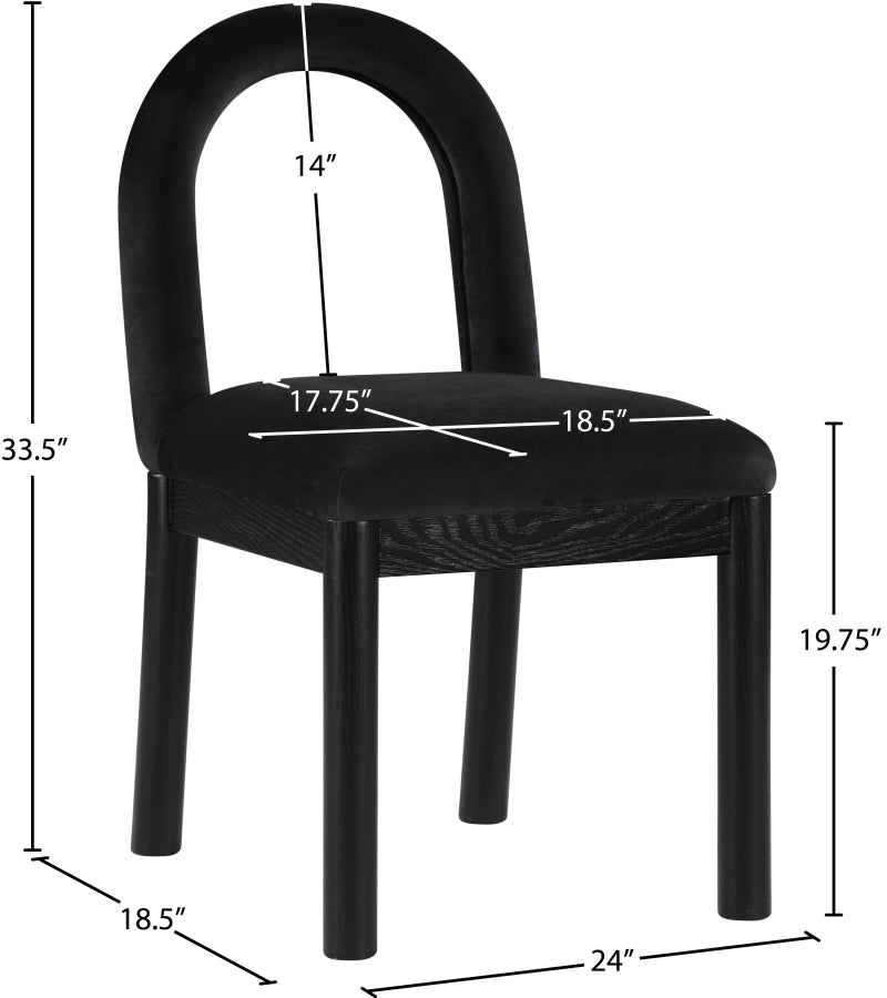 Conrad Velvet Upholstered Dining Chair in Black - 11008Black-C