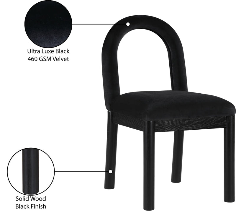 Conrad Velvet Upholstered Dining Chair in Black - 11008Black-C