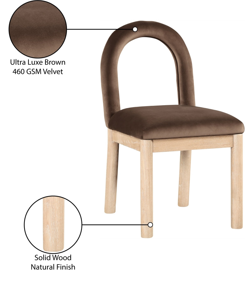 Conrad Velvet Upholstered Dining Chair in Brown - 11007Brown-C