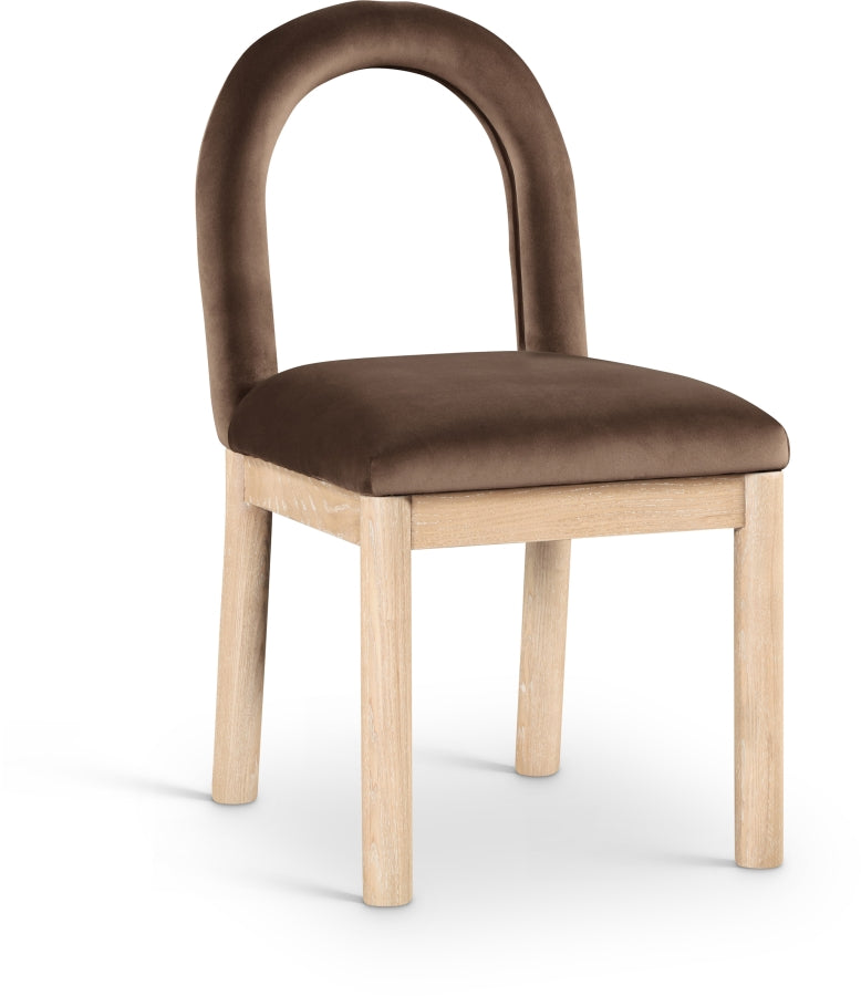 Conrad Velvet Upholstered Dining Chair in Brown - 11007Brown-C