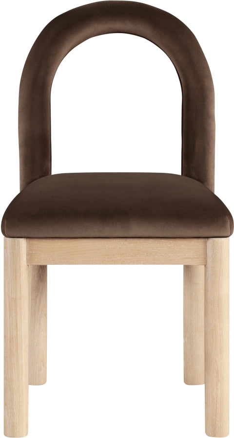 Conrad Velvet Upholstered Dining Chair in Brown - 11007Brown-C