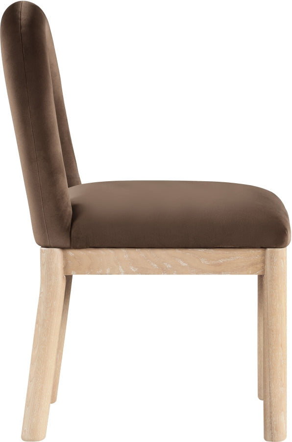 Conrad Velvet Upholstered Dining Chair in Brown - 11007Brown-C