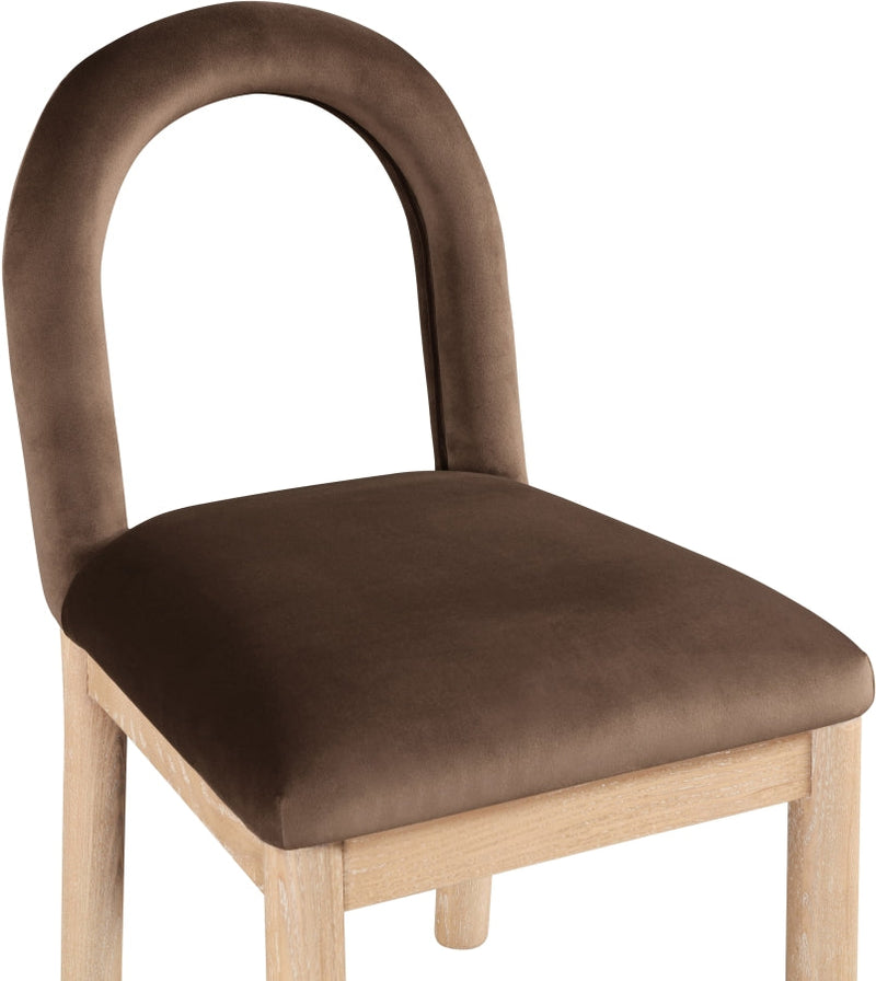 Conrad Velvet Upholstered Dining Chair in Brown - 11007Brown-C