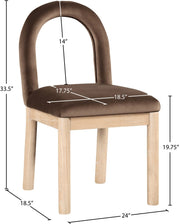 Conrad Velvet Upholstered Dining Chair in Brown - 11007Brown-C