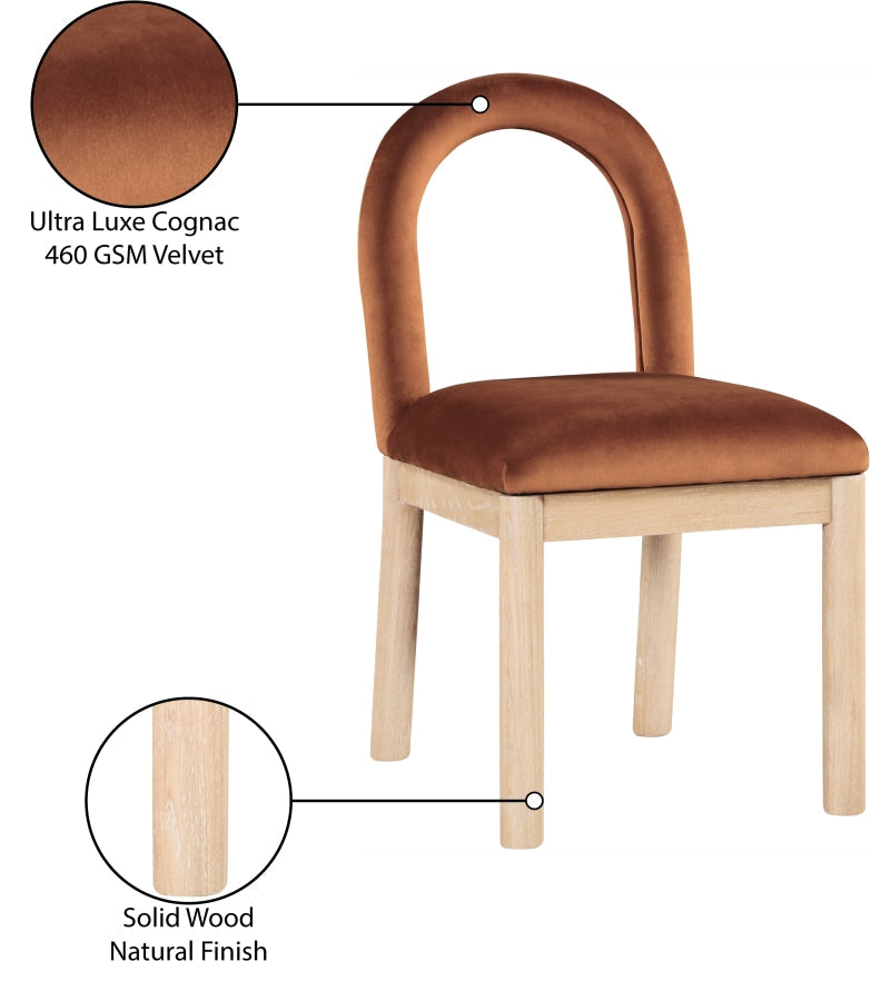 Conrad Velvet Upholstered Dining Chair in Cognac - 11007Cognac-C