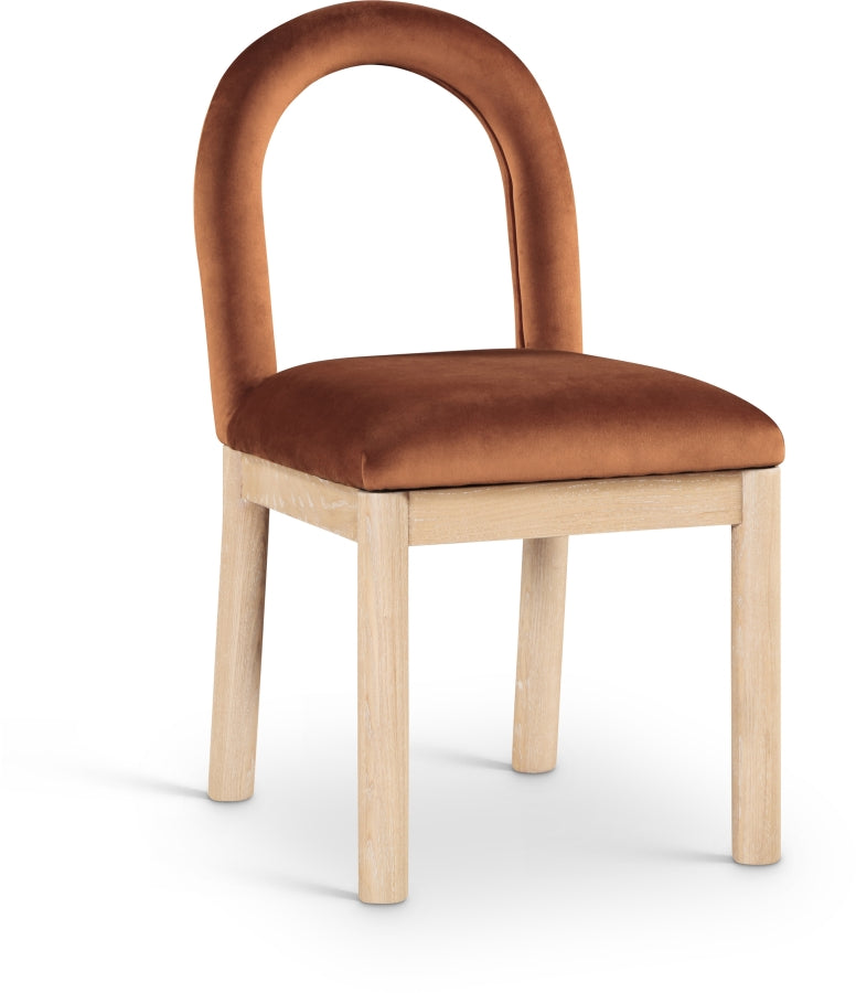 Conrad Velvet Upholstered Dining Chair in Cognac - 11007Cognac-C
